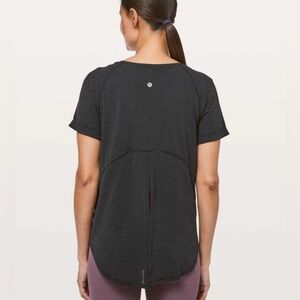 Lululemon Open Up Tie Back Tee Workout Top Black Womens Size 4 XS/S W3BP2S